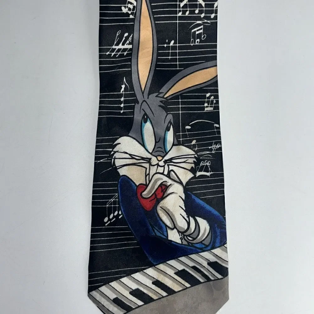 Vintage Looney Tunes Tie Bugs Bunny with Music Notes and Keyboard